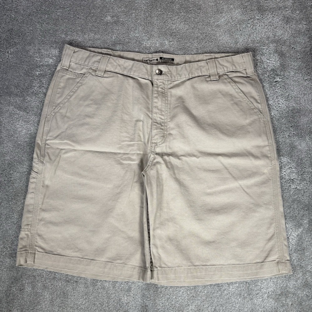 Carhartt Shorts Mens 40 Relaxed Fit Beige‎ Canvas Rugged Flex Rigby Workwear